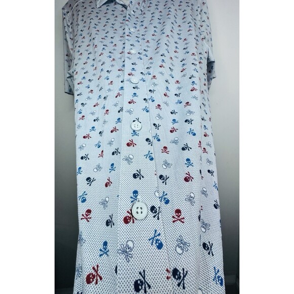 Mens SM Johnson & Murphy Skull Crossbones Collared Short Sleeve Performance Golf - Picture 8 of 10